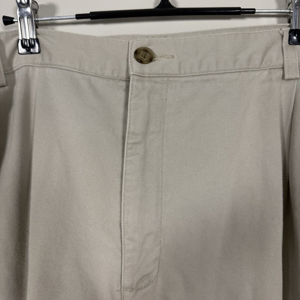 LL Bean Mens 46x36 Khaki Beige Double L Natural Fit Plaid Fleece Lined Pants - Picture 5 of 13